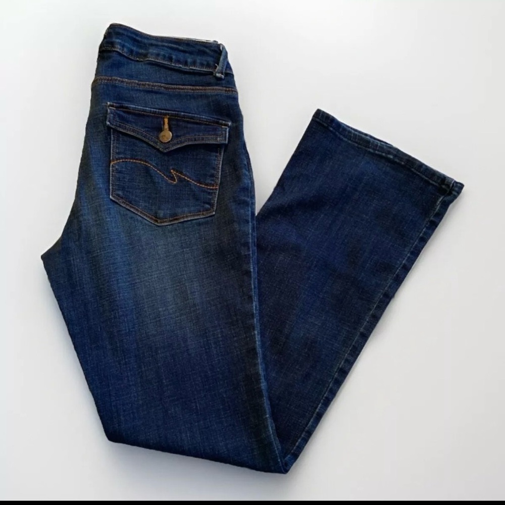Lee Modern Series Curvy Fit Bootcut Jeans Womens 8 Petite Dark Wash Denim